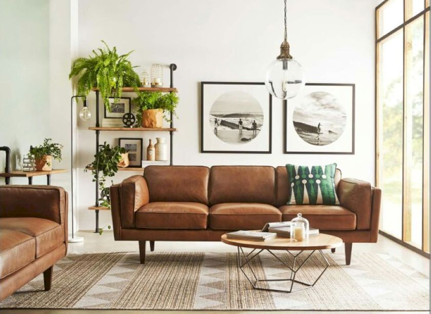 mid-century modern leather