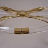 Jeff Messerschmidt style console table, Lucite, gold plate & glass, 1970`s ca, American