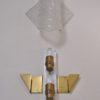 Hillebrand wall light 47 cm tall, brass & glass, 1970`s ca, German