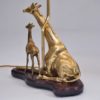 Pair brass giraffe table lamps, sculpture of a giraffe & her young by Regina, 1970`s ca, Italy