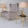 Pair brass giraffe table lamps, sculpture of a giraffe & her young by Regina, 1970`s ca, Italy