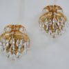 Palwa crystal pair wall lights by Ernst Palme, brass pineapple, 1960`s, German