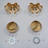 Palwa crystal pair wall lights by Ernst Palme, brass pineapple, 1960`s, German