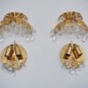 Palwa crystal pair wall lights by Ernst Palme, brass pineapple, 1960`s, German
