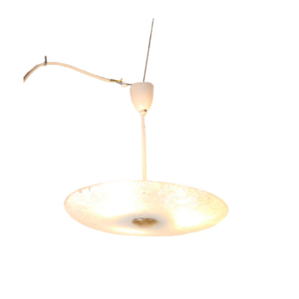 Large round glass ceiling lamp from the 1950s