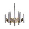 Sciolari chandelier `Chevron` 9 lights brass & chrome, 1970`s ca, Italian Sciolari chandelier `Chevron` 9 lights brass & chrome, 1970`s ca, Italian