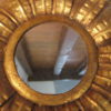 Sun mirror, golden metal leaves, 1950s