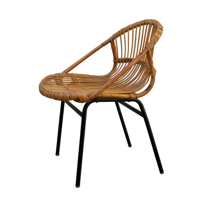 Mid Century Rattan Lounge Chair by Alan Fuchs for Experimental Housing Project Invalidovna in Prague