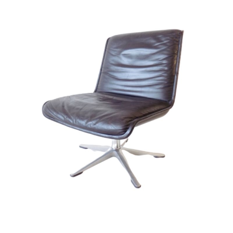 Wilkhahn Delta black leather chair by Delta Design