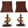 Deer lamp, a pair Black Forest carving by Rhön Sepp 1940`s, German