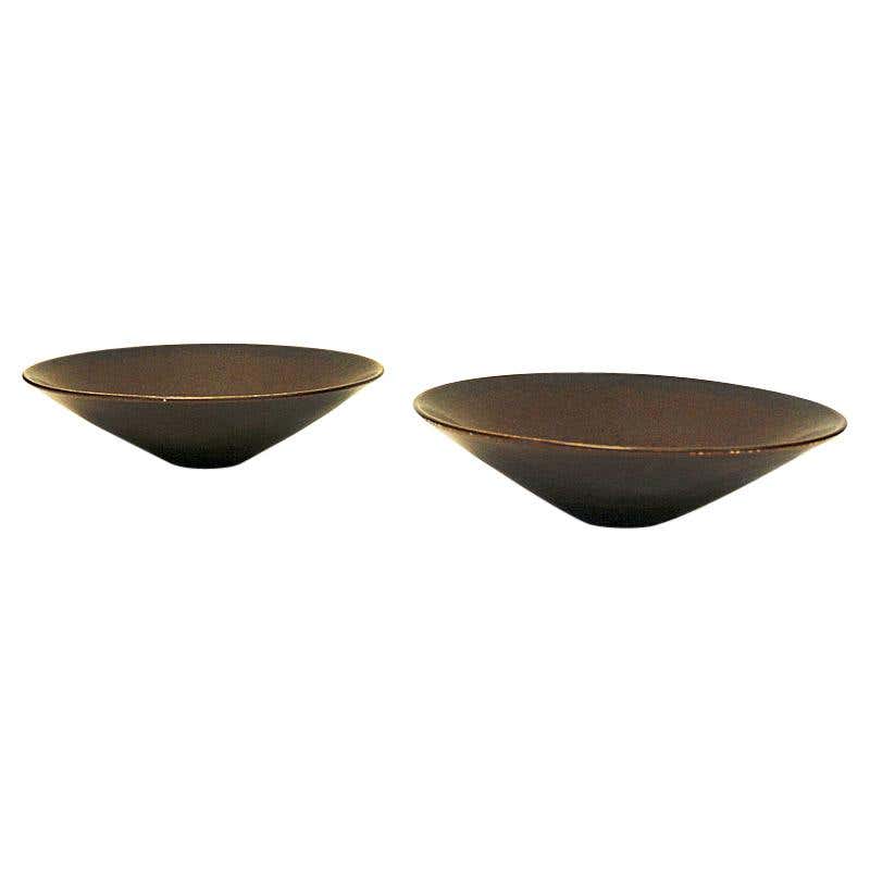 Lovely pair of glazed vintage ceramic bowls by Carl Harry Stålhane, Sweden 1950s