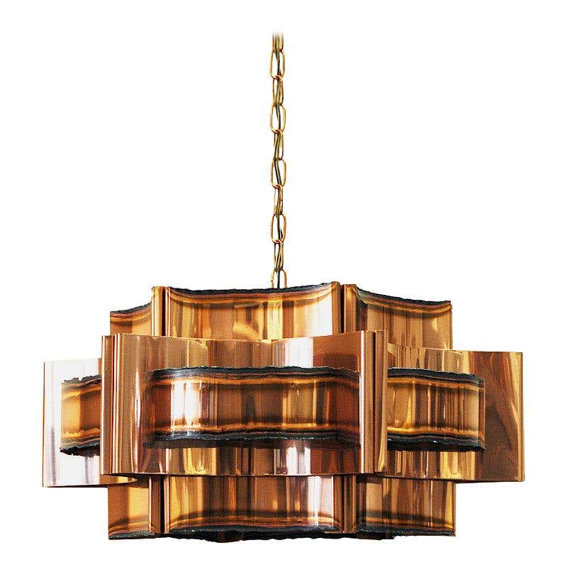 Danish Copper ceiling lamp by Holm Sørensen 1960s