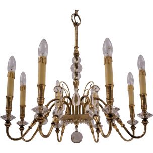 Maison Bagues style chandelier, bronze & crystal, 1940`s ca, French