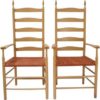 Shaker Elder`s chair, a pair, maple frame woven seat, English