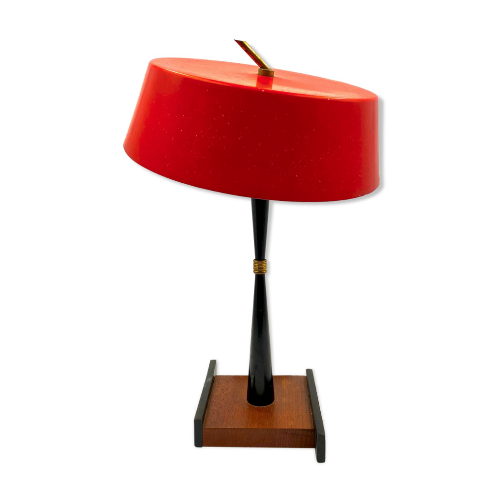 Stilux, Milan Mid-century Table Lamp, Circa 1950. Bright red