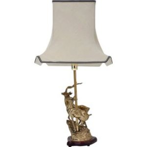 Brass deer table lamp, sculpture of a doe & deer by Regina, 1970`s ca, Italian