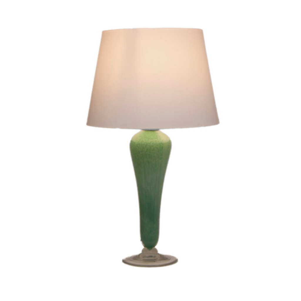 English 1960s Green Glass Table Lamp