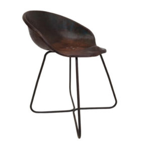 Armchair made of old tractor seat, 50s, metal, original red/brown colour