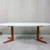 Round Danish Teak & White Dining Table, 1960s
