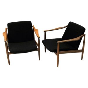Vintage teak armchair pair by Hartmut Lohmeyer 1950s, Germany
