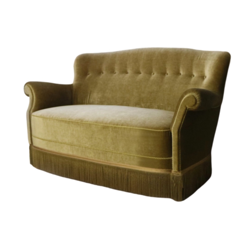 1930’s mid century Danish 2 seat sofa in gold velour