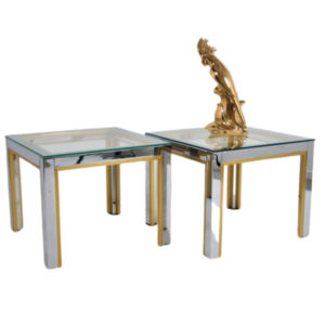 Renato Zevi Golden ans silver side tables set of 2 Italian design