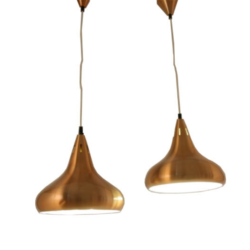 Danish copper pendant lights set of 2 lights