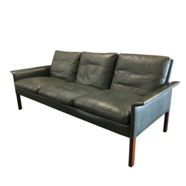 Danish Three Seater leather Sofa by Hans Olsen