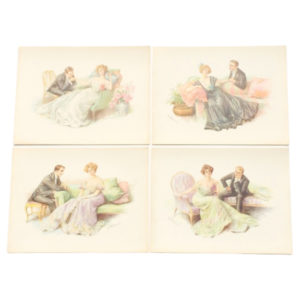 Serie of 4 engravings : "Galante Scenes 1900 " by A. WALDEMAR