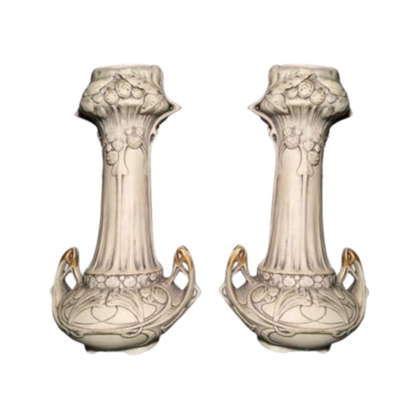 ROYAL DUX: pair of Art Nouveau 1900 era vases