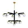 Mid-Century Black and Brass Italian Style Chandelier