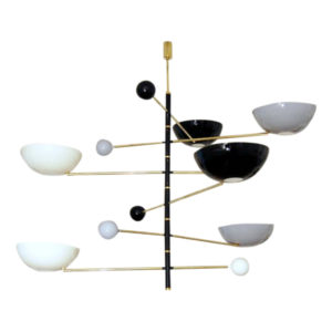 Mid-Century Italian Style Brass Chandelier