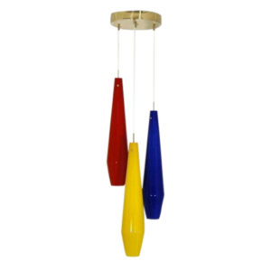 Mid Century Red Yellow Blue Italian Style Chandelier