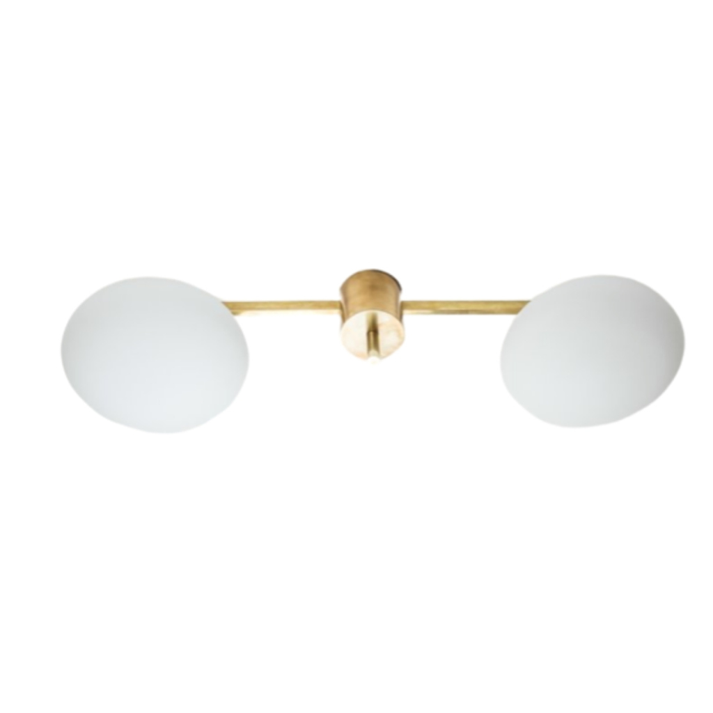 Brass & Opaline Glass Stella Toi & Moi Ceiling or Wall Lamp