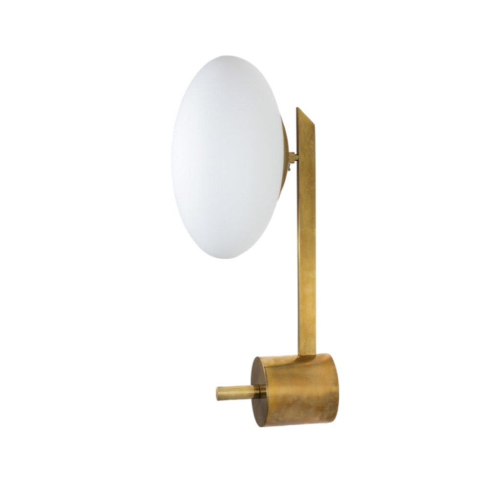 Brass & Opaline Glass Stella Baby Ceiling or Wall Lamp