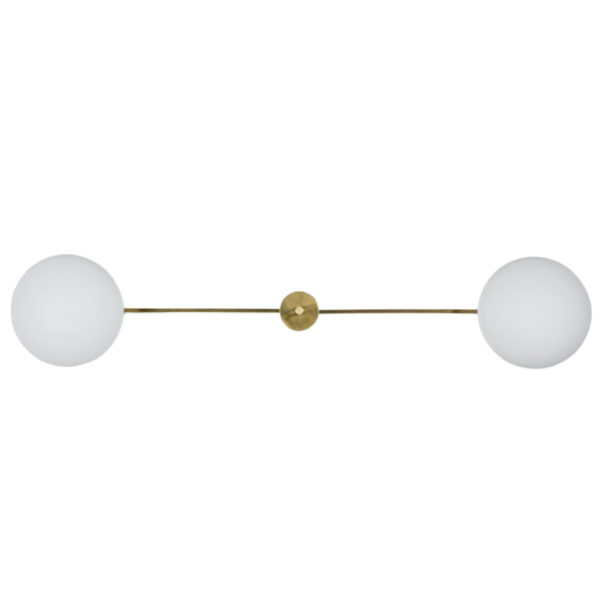 Brass & Opaline Glass Stella Snooker Wall or Ceiling Lamp