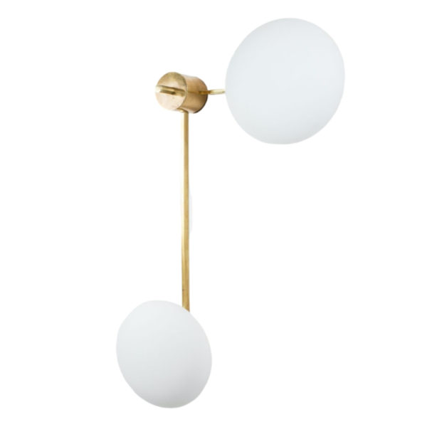 Brass & Opaline Glass Stella 12:15 Ceiling or Wall Lamp