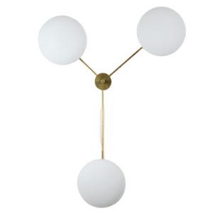 Brass & Opaline Glass Stella Triennale Ceiling or Wall Lamp