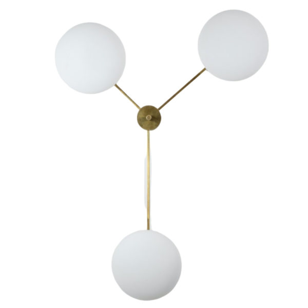 Brass & Opaline Glass Stella Triennale Ceiling or Wall Lamp