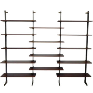 1950s Italian Ignazio Gardella Brass & Mahogany Bookcase