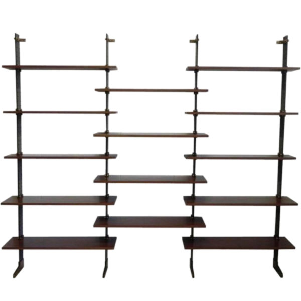 1950s Italian Ignazio Gardella Brass & Mahogany Bookcase 1950s Italian Ignazio Gardella Brass & Mahogany Bookcase