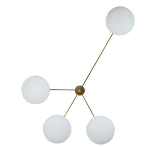 Brass & Opaline Glass Stella Love Ceiling or Wall Lamp