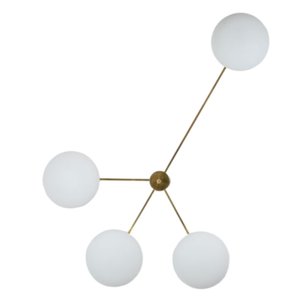 Brass & Opaline Glass Stella Love Ceiling or Wall Lamp