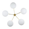 Brass & Opaline Glass Stella Daisy Ceiling or Wall Lamp