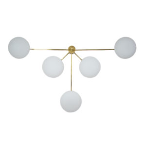 Brass & Opaline Glass Stella Fan Ceiling or Wall Lamp