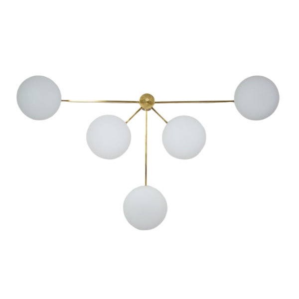 Brass & Opaline Glass Stella Fan Ceiling or Wall Lamp