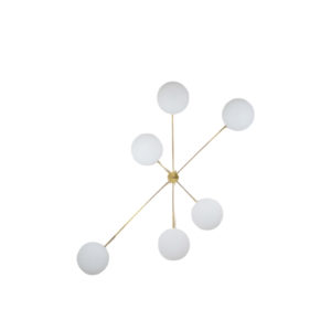 Brass & Opaline Glass Stella Tribute Ceiling or Wall Lamp