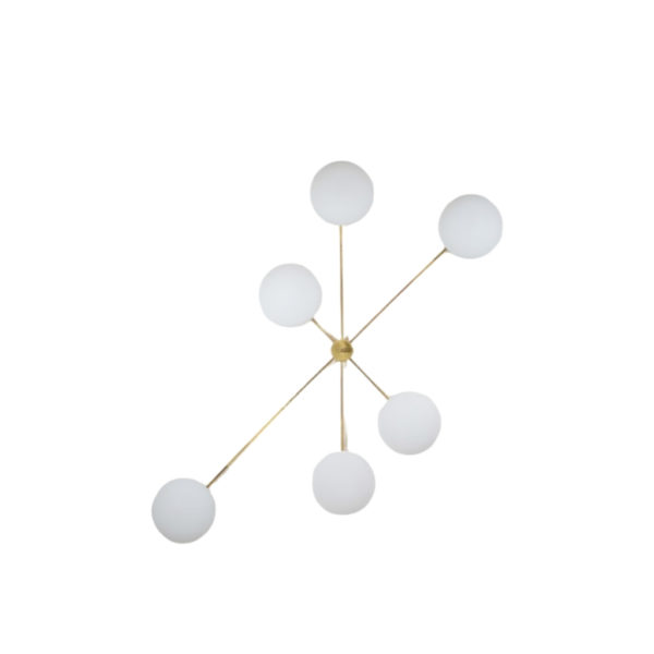 Brass & Opaline Glass Stella Tribute Ceiling or Wall Lamp
