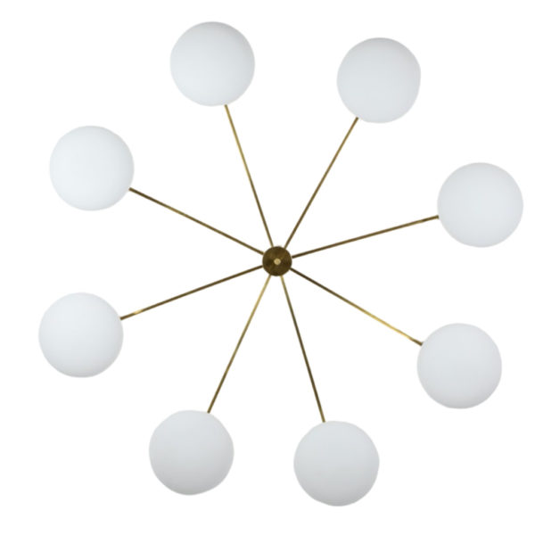 Brass & Opaline Glass Stella Canopy Ceiling Lamp Brass & Opaline Glass Stella Canopy Ceiling Lamp