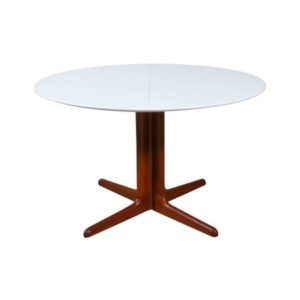 Round Danish Teak & White Dining Table, 1960s